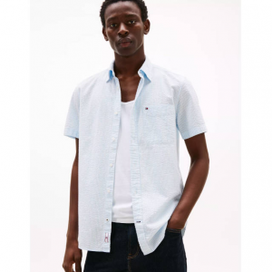 Tommy Hilfiger Regular Fit Stripe Seersucker Camp Shirt