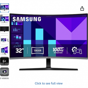Amazon - 三星 32 英寸 S3 (S39GD) 全高清 100Hz 曲麵顯示器，7.3折