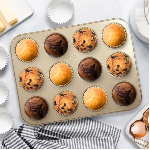 Glad Muffin Pan Nonstick - Heavy Duty Metal Cupcake Tin with Round Baking Cups, 12-Cup @ Amazon