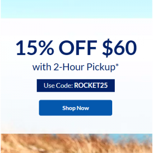 15% OFF $60  with 2-Hour Pick-Up @ The Vitamin Shoppe
