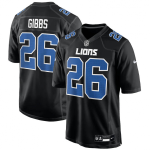 NFL Detroit Lions Jahmyr Gibbs Nike Carbon Black Fashion 男士球服