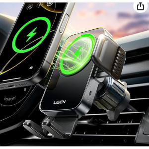 Amazon -  LISEN 15W/10W/7.5W 车载无线快速充电器，通风口手机支架，折上8.5折
