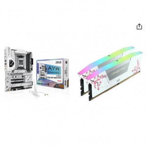 Newegg - ASUS X870 AYW WIFI W 主板 + 32GB (2x16GB) CORSAIR RGB DDR5-6000 内存套装，7.5折