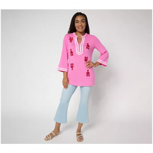 Bellisima by Kim Gravel Regular Slub Knit Rock Lobster Top