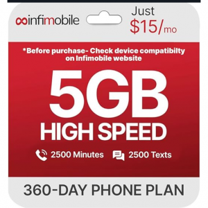 Amazon - T-Mobile 預付費套餐6折：12 個月 通話 | 每月 5GB 流量，2500 分鍾通話和 2500 條短信