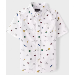 男童涂鸦纽扣衬衫