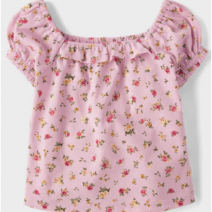 婴幼儿女孩花卉泡泡袖上衣