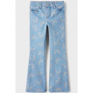 女童彩虹高腰喇叭牛仔裤