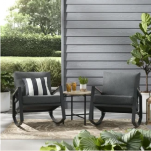 Mainstays Westmont 3-Piece Outdoor Rocker Set, Black @ Walmart