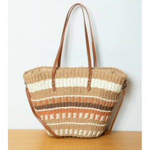 ボーダー柄かごトートバッグ