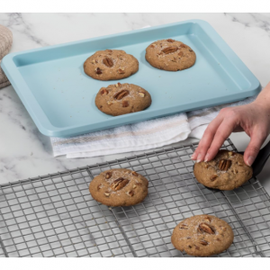 KitchenAid 9x13in Nonstick Aluminized Steel Baking Sheet, Mineral Water @ Amazon