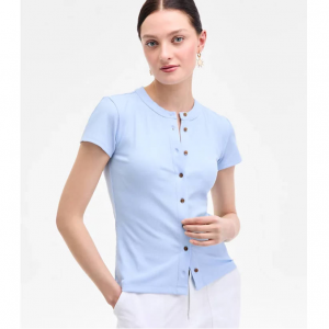 On 34th 女士罗纹针织短袖上衣