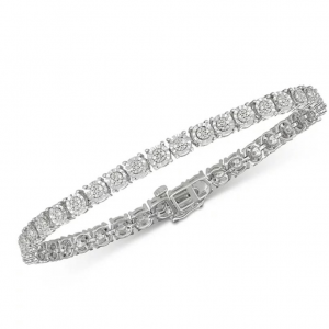 Macy's 纯银钻石网球手链