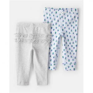 Baby 2-Pack Floral Pull-On Pants - Grey/Blue