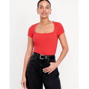 Old Navy 罗纹方领T恤