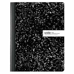 Office Depot® 品牌作文书本，7-1/2 英寸 x 9-3/4 英寸，宽横线，100 张，黑白