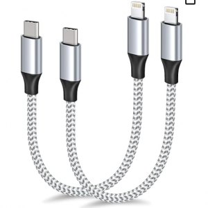 1ft USB C to Lightning Cable Short, 2 Pack for $1.99 @Amazon