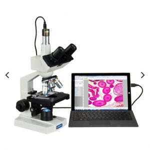 Omax Microscopes - OMAX M83E 系列 LED 三目实验室复合显微镜，配备 5.0MP 数码相机和机械载物台，现价$392.99 