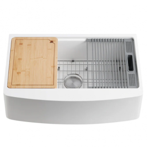 Miranda GKKA36229 36英寸白色石材围裙式单槽农舍厨房水槽