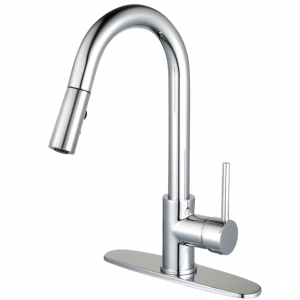 Concord LS2461DL 单把手单孔台面安装吧台水龙头，带下拉式喷雾器，抛光铬