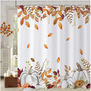 Caheansi 秋季南瓜浴帘 防水布 72" Wx72 L @ Amazon