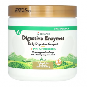 NaturVet, 消化酶 + 益生元和益生菌粉,狗猫用,粉末,8 oz(227 克)