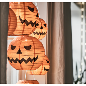 KUSTFYR LED pendant lamp, pumpkin/battery operated outdoor, 8 5/8 "