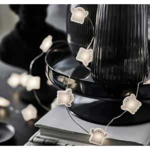 KUSTFYR LED lighting chain with 32 lights, ghost/battery operated indoor