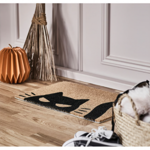 KUSTFYR Door mat, cat pattern black/natural, 1 ' 4 "x2 ' 0 "