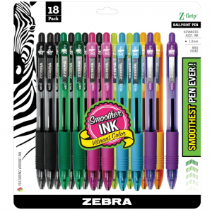 Zebra Pen 斑马 Z-Grip 彩色圆珠笔 18支装 @ Amazon