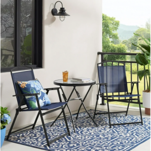 Mainstays Albany Lane 3 Piece Outdoor Bistro Set, Navy @ Walmart
