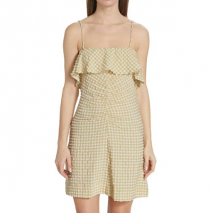 Ganni Ruffle Seersucker 迷你连衣裙