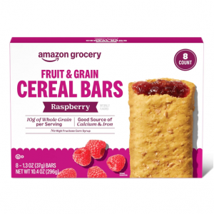 Amazon Grocery, Fruit & Grain Cereal Bars, Raspberry, 1.3 Oz, 8 Ct @ Amazon