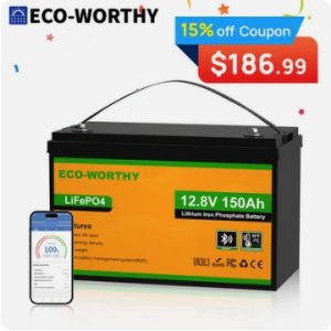 ECO-WORTHY 1920Wh 12V 150Ah LiFePO4 锂电池