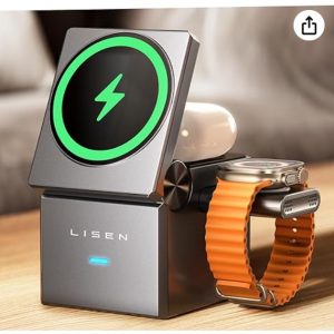Amazon - LISEN 3合一 MagSafe无线充电底座 可折叠收缩，现价$24.78