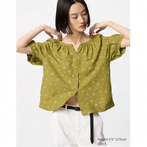 UNIQLO 亚麻混纺宽袖衬衫