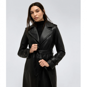 Kenneth Cole 女士仿皮束带风衣