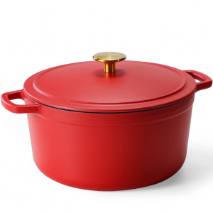 Carote Enameled Cast Iron Dutch Oven, 5QT Pot with Lid for Cooking, Roasting, Red