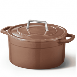 Carote Enameled Cast Iron Dutch Oven, 5QT Pot with Lid for Cooking, Roasting, Brown