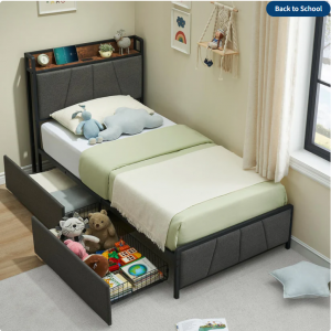 Garvee 雙人床架（含兩個儲物抽屜和充電座）