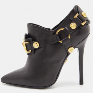 Versace 黑色皮革美杜莎踝靴 35码