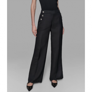 阔腿亚麻混纺裤