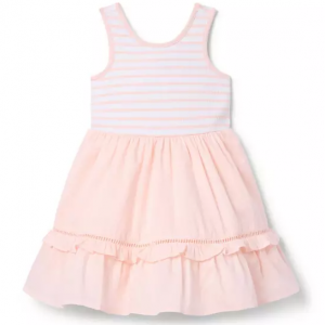 条纹荷叶边下摆连衣裙