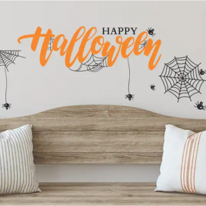 RoomMates Orange & Black Happy Halloween Quote Peel and Stick Wall Decal
