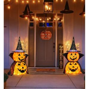 2PCS 3ft Halloween Collasipble Lighted Pumpkin Decoration