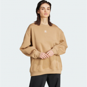 adidas essentials 女士抓绒长款超大圆领卫衣