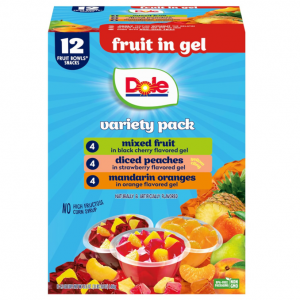 Dole Fruit Bowls In Gel Variety Pack Snacks, Peaches, Mixed Fruit, 4oz 12 Total Cups @ Amazon