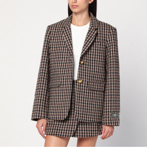 GANNI 格纹羊毛西装外套