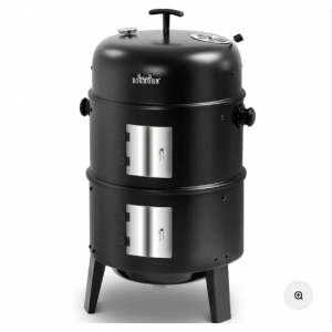 16英寸木炭烟熏炉，三合一功能，黑色