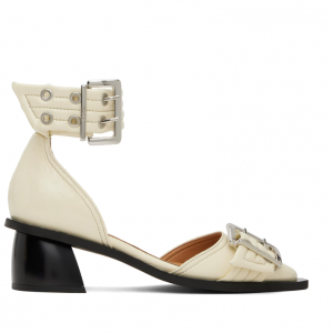 GANNI Off-White 扣式露趾高跟鞋